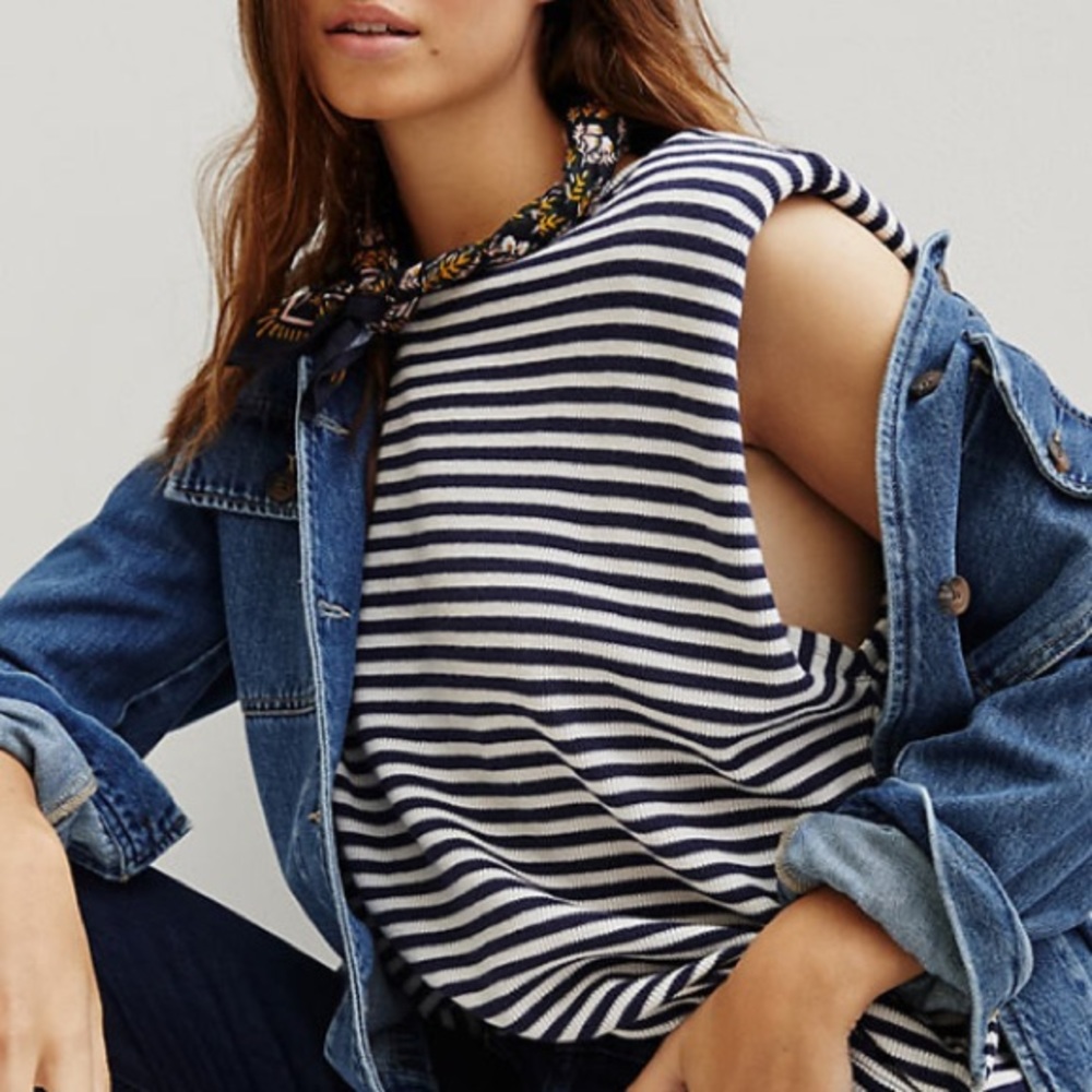 NWOT Anthropologie Lyra Knit Striped Tank Top Blue